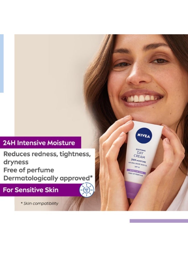 نيفيا كريم نهاري مهدئ للبشرة الحساسة بعامل حماية من الشمس 15، 50 مل - Image 3